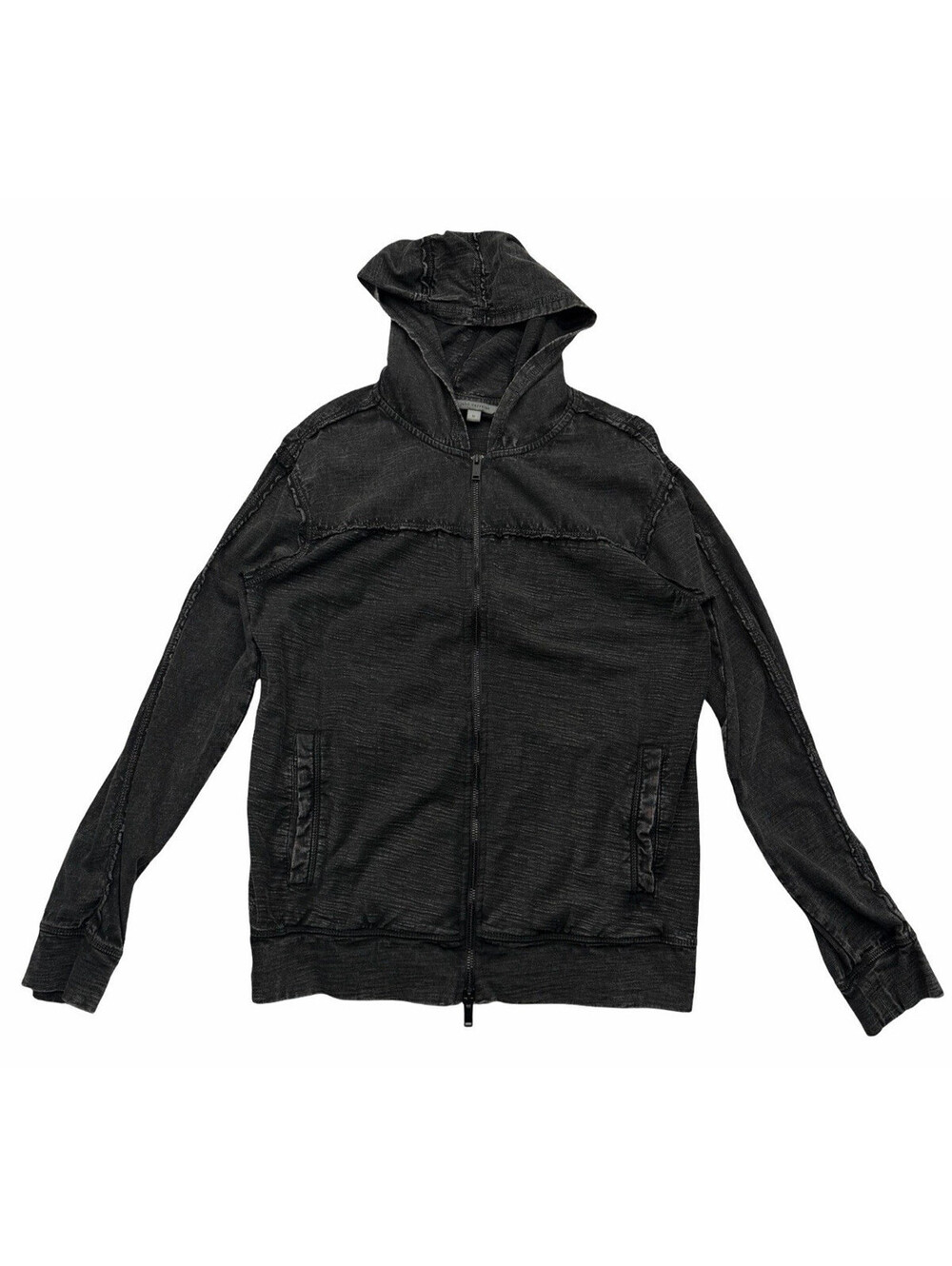 John Varvatos Norton Slub Cotton Full Zip Hoodie Black Grey Size M